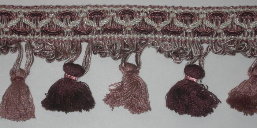 CONSO 2 YDS BRAIDED 3TASSELS DECORATOR SEWING FRINGE TRIM BURGUNDY 