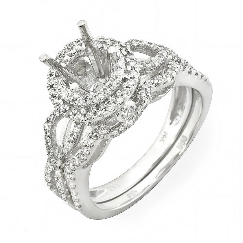 Round Diamond Semi Mount Bridal Set Setting Ring 14KT  