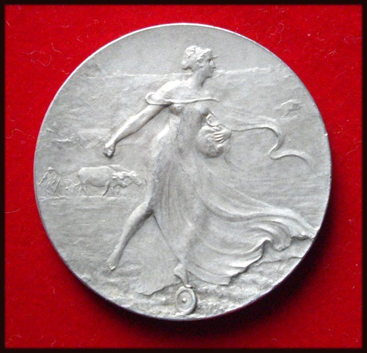 1910 Rare Splendid French ART NOUVEAU Bronze MEDAL FREE SHP  