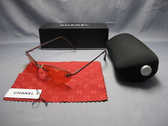 CHANEL PARIS Sunglasses Orange w/Box & Case Authentic#6758  