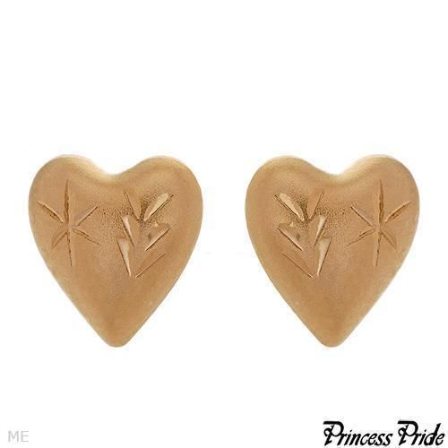 PRINCESS PRIDE HEART SHAPED GOLD PLATED CHILDS EARRINGS  