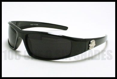 Motocross CHOPPERS Wrap Around Biker Sunglasses Small Size Dark BLACK 