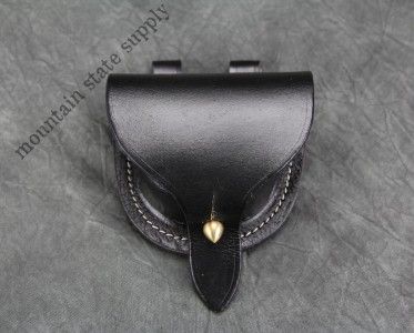 Civil War Black Leather Musket Rifle Percussion Cap Pouch 