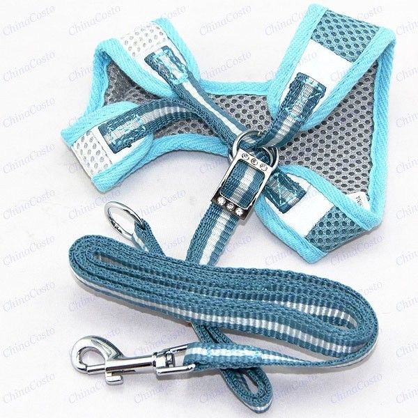 Bluecosto NEW 13 21 M Comfort Dog Doggie Leash + Mesh Harness Girth 