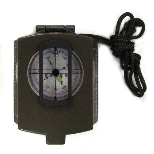 US Army Military Compass Olive Green Strap Pouch Damping Oil Pan 