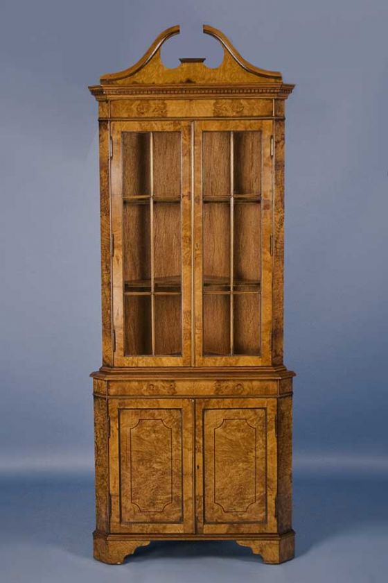 Here the corner cabinet is shown without its optional pediment.