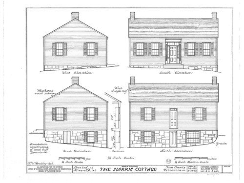 House Plan   Wood and Stone Colonial Style cottage, historic 