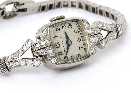 OPULENT PLATINUM & 2.40 CARATS DIAMONDS HAMILTON WATCH  