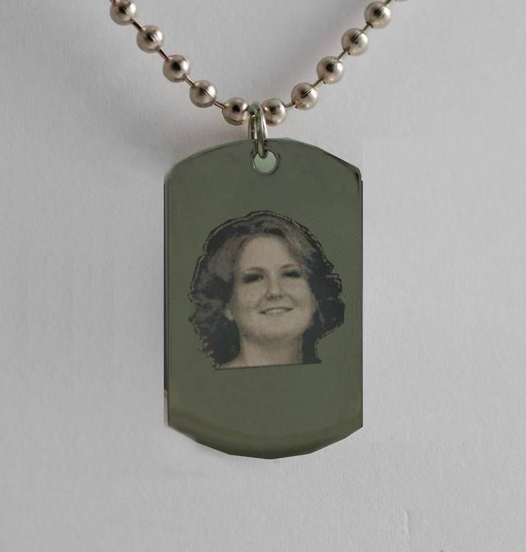 Cremation Engraved photo Jewelry Dog Tag urn  