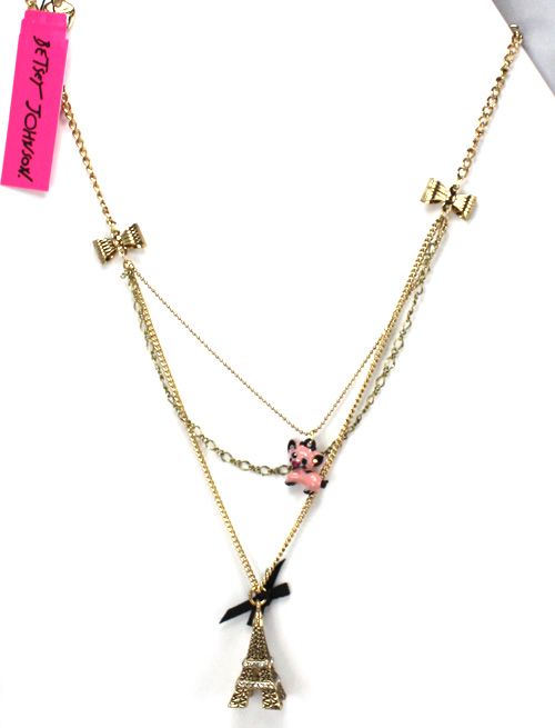   Gold chains pig paris eiffel tower Necklace   