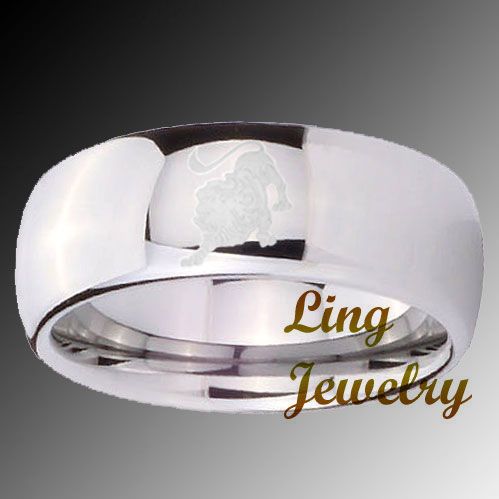 10MM Tungsten LEO Zodiac Engraved Mens Ring SZ 7 14  