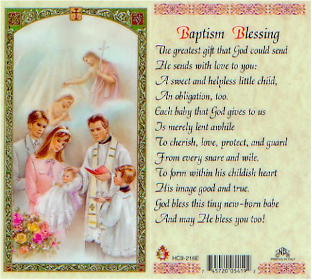 Baptism Blessing Holy Card Prayer The Greatest Gift  