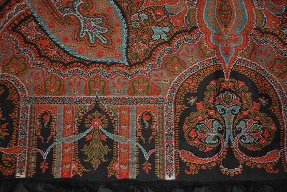 1850s FRENCH EXTRA LONG PAISLEY SHAWL 10 FEET  