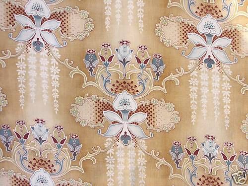 Antique French fabric material Art Nouveau textile  