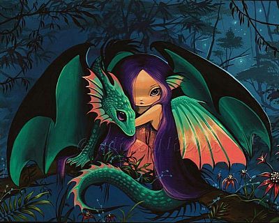 Fairy Dragon Fantasy PRINT of painting art Nico  