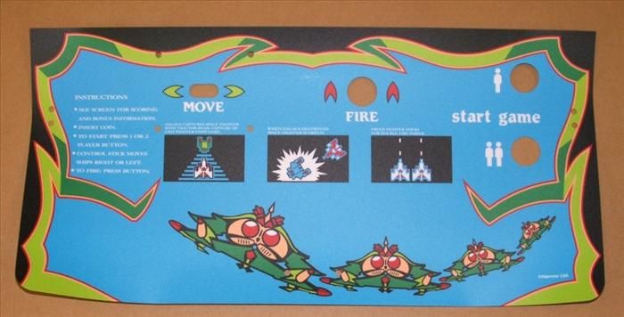 Namco Galaga Arcade Game Control Panel Overlay, CPO  