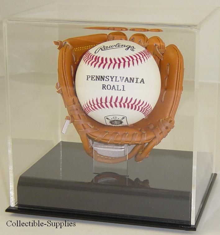 ACRYLIC MINI BASEBALL GLOVE / MITT BALL DISPLAY CASE  