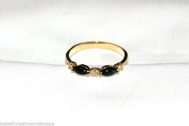 Onyx Ring~Gold Vermeil Band~ Cheap Shipping  