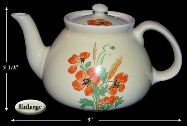 Hall Poppy & Wheat / Wild Poppy 8 Cup New York Teapot  