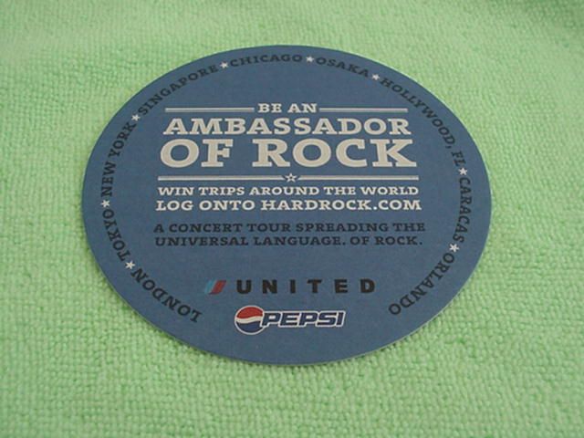 HARD ROCK CAFE PEPSI UNITED AIRLINES LOGO COASTER  