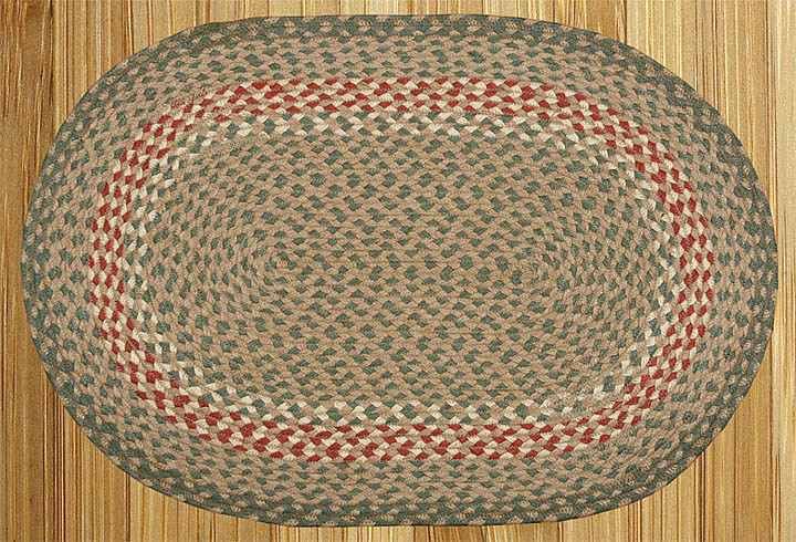 Green/Burgundy Braided Area Rug, Various Sizes Available  