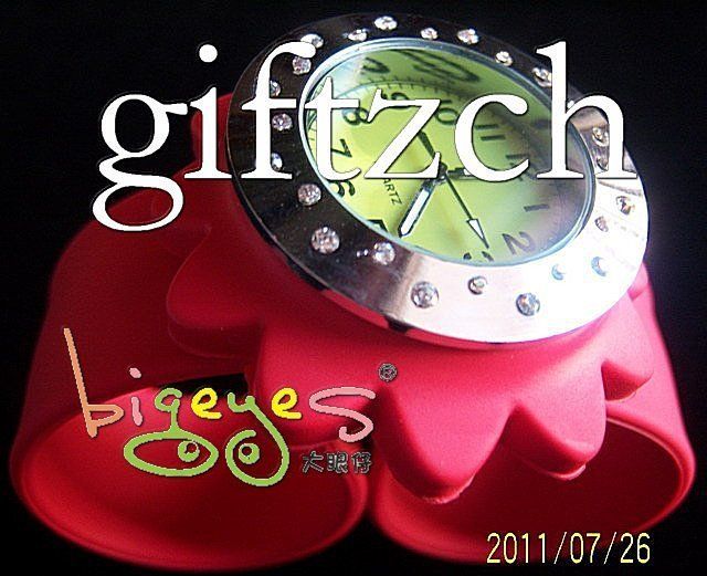 Red Rhinestone Sunflower kids Rubber Slap On Watch  