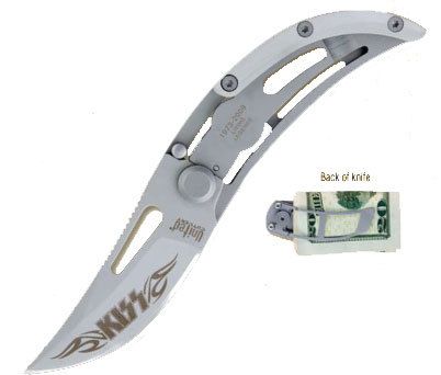 KISS Money Clip Folder Knife Silver UC2622  