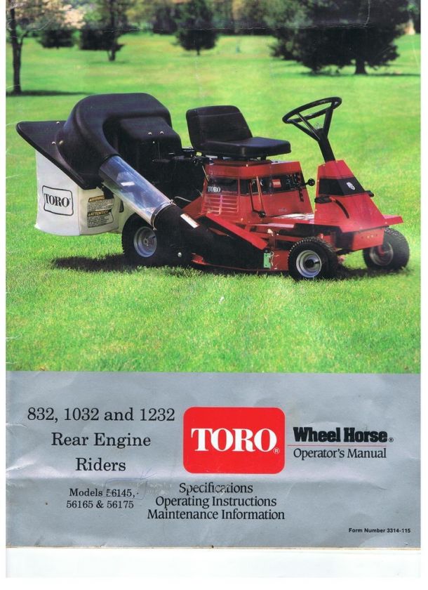 WHEEL HORSE 832 1032 1232 MANUAL LAWN TRACTORS  