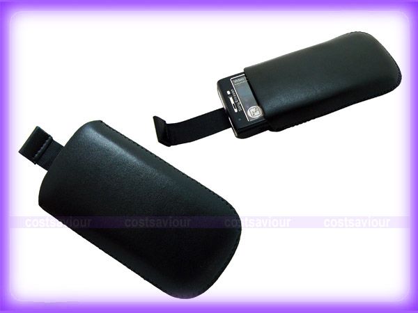 Black Leather Sleeve Cover Pouch for LG KP500 Cookie  