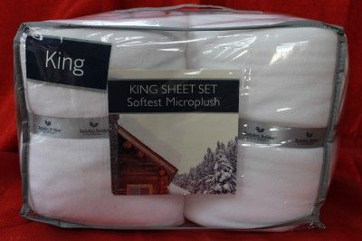 BERKSHIRE BEDDING KING SHEET SET MICROPLUSH WHITE   4PC  