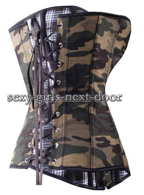 Green Nylon CORSET Camouflage BustierSuper COOL 3XL A2653_green