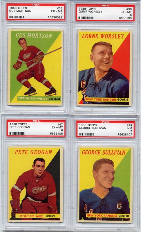 1958 Topps Hockey Gus Mortson # 38 PSA 6 Detroit Red Wings  