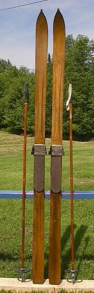 VINTAGE Wooden Skis 71 Wood Skiis +POLES Ski POINTS  