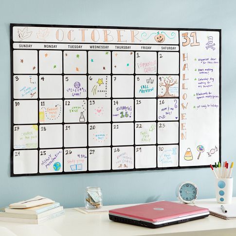 Pottery Barn Teen Dry Erase Calendar Wall Decal Peel And Stick Sticker 