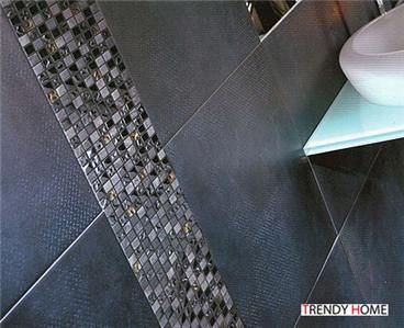 Sample Glass Mosaic Tile Silver & Black Backsplash 8mm~  