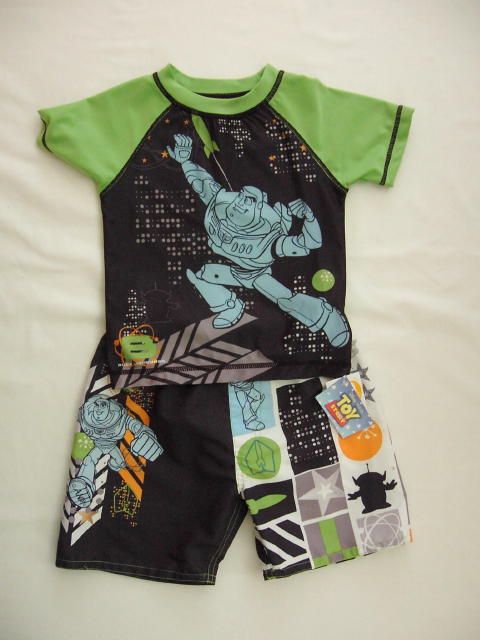 Disney Pixar Toy Story 2 Pc Swim Sun Rash Guard Shirt & Trunks