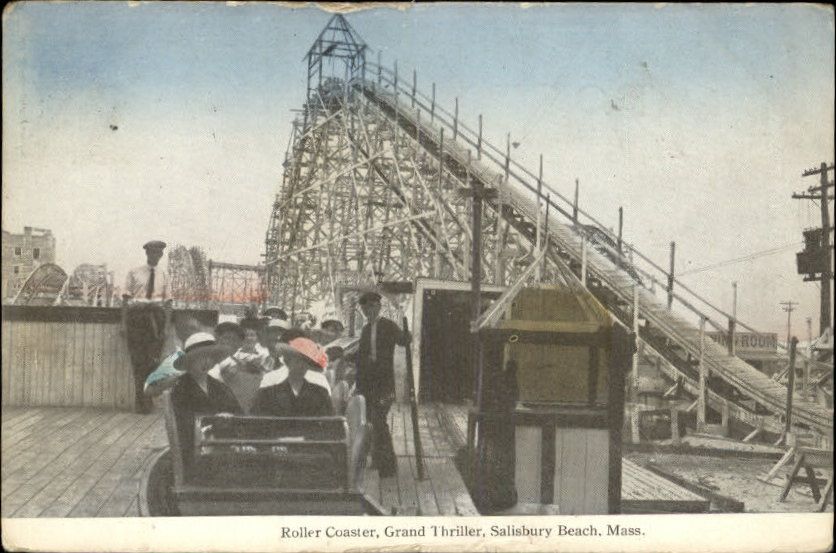 SALISBURY BEACH MA Roller Coaster Grand Thriller c1910 Postcard  