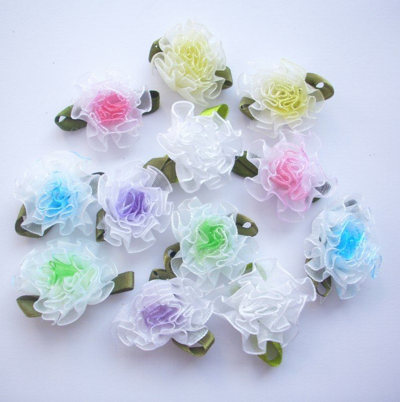 30pcs satin flower Sewing Appliques/Trim 1 mixed  