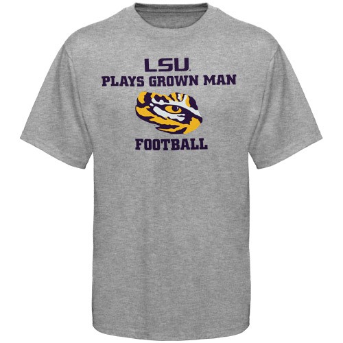 LSU Tigers Grown Man Football T Shirt   Ash  