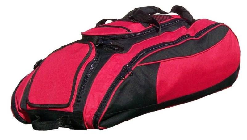 Black/Red Baseball Softball Bat Equipment Roller Bag  