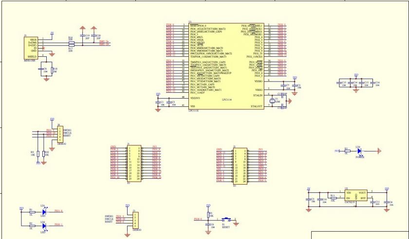 Mini development board for ARM Cortex M0 LPC1114 Z  