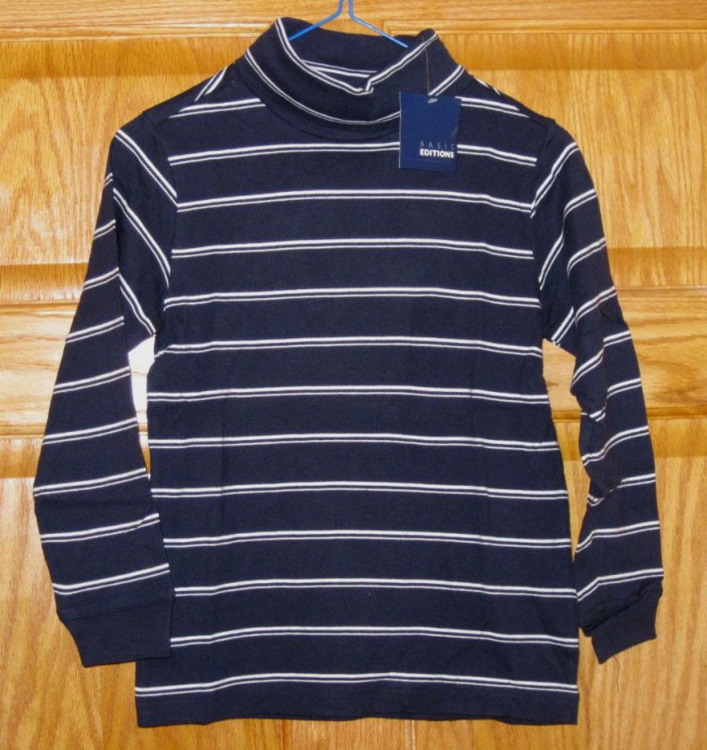 Turtle Neck Shirt •Top• Cotton• Navy /White Stripes •Size 