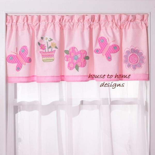ANNAS DREAM PINK BUTTERFLY LADY BUG WINDOW VALANCE  