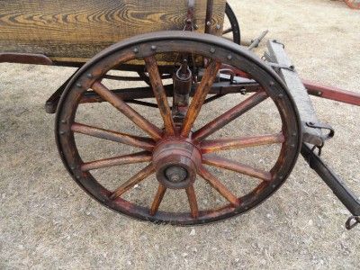   Antique Horse Drawn Wagon Western Horsedrawn Wooden Buckboard  